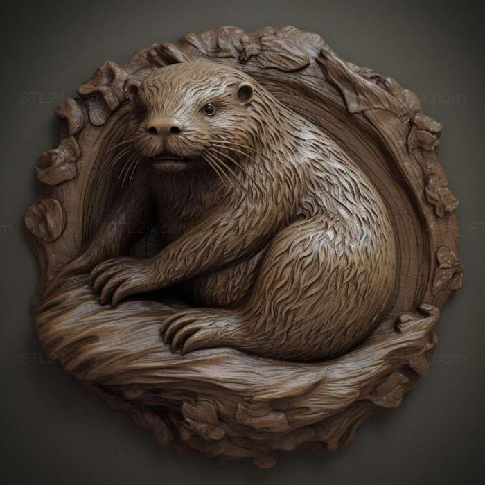Nature and animals (otter 2, NATURE_4678) 3D models for cnc